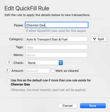 quicken for mac memorized transactions